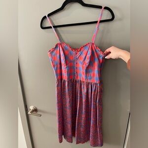 100% Cotton VGUC Blue and Red Plaid Dress